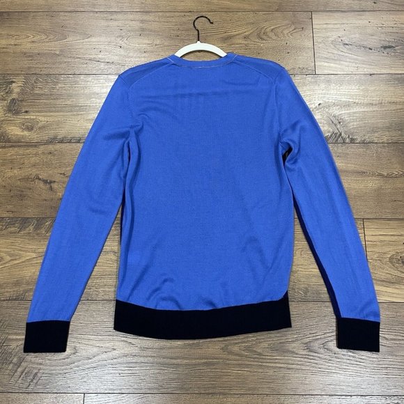 Armani‎ Exchange Sweater Mens Small 100% Merino Wool Blue Colorblock Pullover - Picture 6 of 10